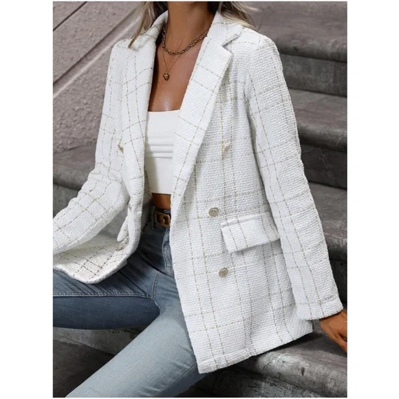 Classic Plaid Button up Tweed Blazer - Picture 2 of 12